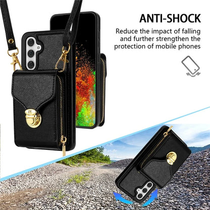 For Samsung Galaxy S23 FE Case Card Holder Zipper Phone Bag Leather+TPU Cover