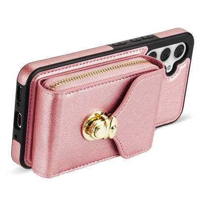 For Samsung Galaxy S23 FE Case Card Holder Zipper Phone Bag Leather+TPU Cover