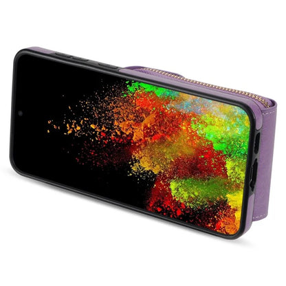 For Samsung Galaxy S23 FE Case Card Holder Zipper Phone Bag Leather+TPU Cover