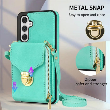 For Samsung Galaxy S23 FE Case Card Holder Zipper Phone Bag Leather+TPU Cover