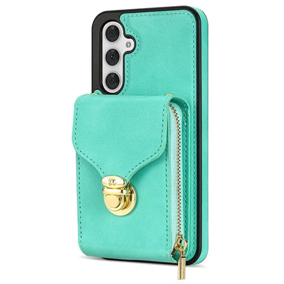 For Samsung Galaxy S23 FE Case Card Holder Zipper Phone Bag Leather+TPU Cover