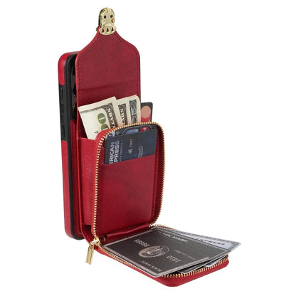 For Samsung Galaxy S23 FE Case Card Holder Zipper Phone Bag Leather+TPU Cover