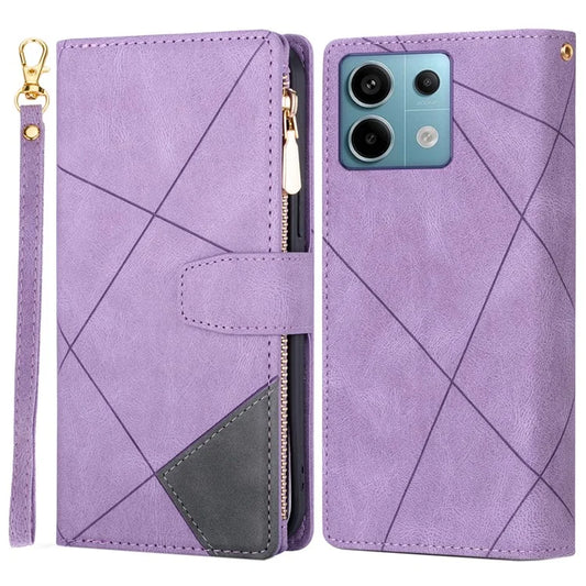 For Xiaomi Redmi Note 13 Pro 5G / Poco X6 5G Cell Phone Cases Color Splicing Zipper Pocket Cover