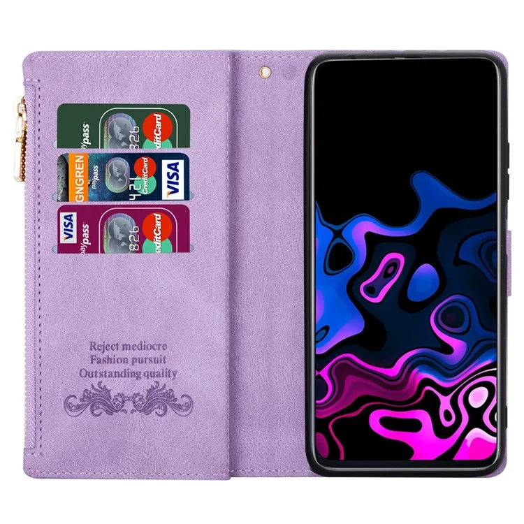 For Xiaomi Redmi Note 13 Pro 5G / Poco X6 5G Cell Phone Cases Color Splicing Zipper Pocket Cover