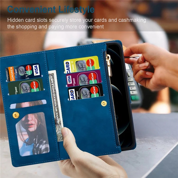 For Xiaomi Redmi Note 13 Pro 5G / Poco X6 5G Cell Phone Cases Color Splicing Zipper Pocket Cover