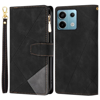 For Xiaomi Redmi Note 13 Pro 5G / Poco X6 5G Cell Phone Cases Color Splicing Zipper Pocket Cover