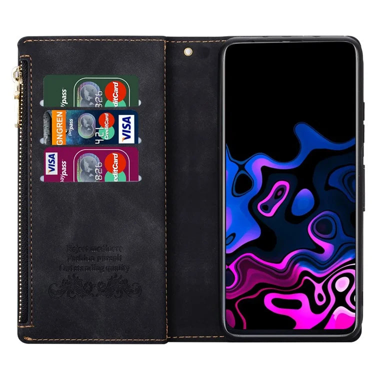 For Xiaomi Redmi Note 13 Pro 5G / Poco X6 5G Cell Phone Cases Color Splicing Zipper Pocket Cover