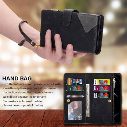For Xiaomi Redmi Note 13 Pro 5G / Poco X6 5G Cell Phone Cases Color Splicing Zipper Pocket Cover