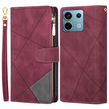 For Xiaomi Redmi Note 13 Pro 5G / Poco X6 5G Cell Phone Cases Color Splicing Zipper Pocket Cover