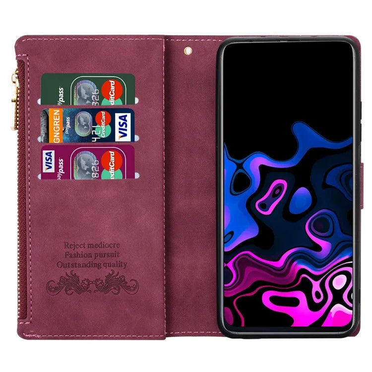 For Xiaomi Redmi Note 13 Pro 5G / Poco X6 5G Cell Phone Cases Color Splicing Zipper Pocket Cover
