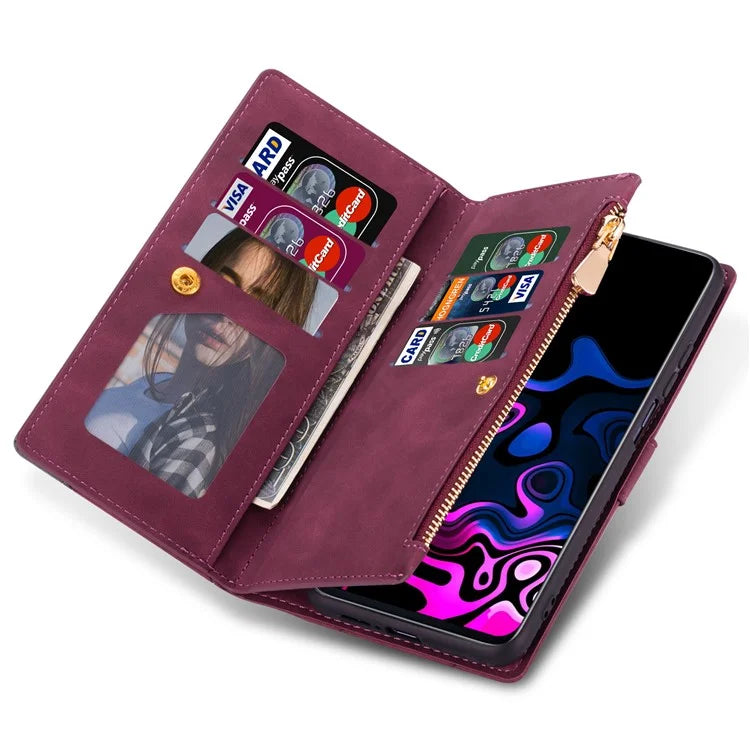For Xiaomi Redmi Note 13 Pro 5G / Poco X6 5G Cell Phone Cases Color Splicing Zipper Pocket Cover