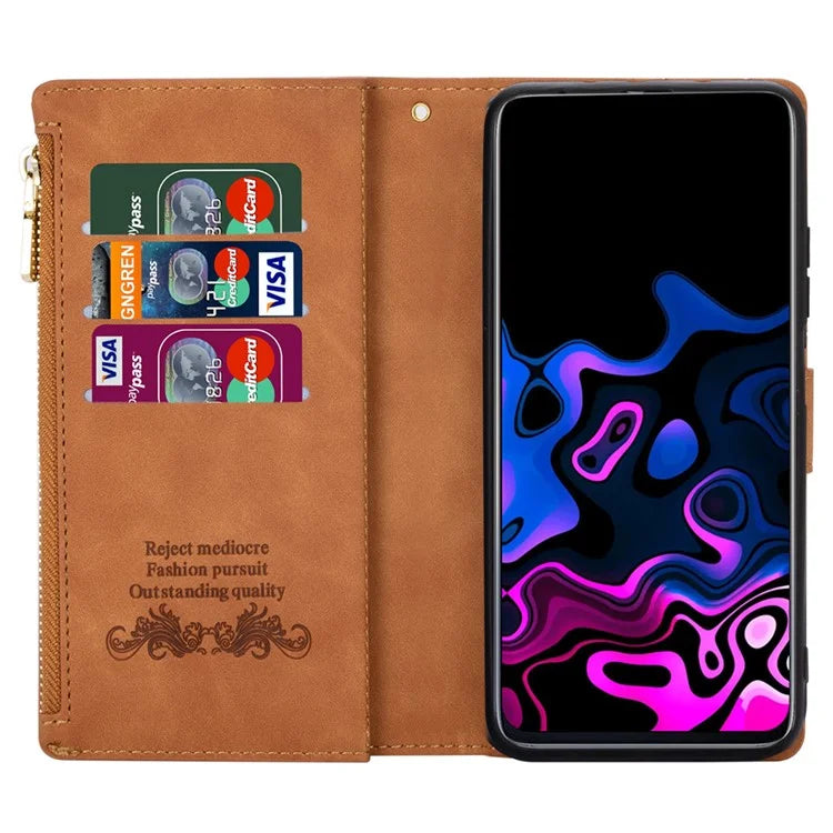 For Xiaomi Redmi Note 13 Pro 5G / Poco X6 5G Cell Phone Cases Color Splicing Zipper Pocket Cover
