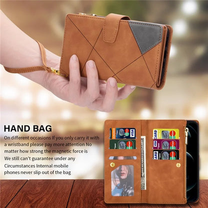 For Xiaomi Redmi Note 13 Pro 5G / Poco X6 5G Cell Phone Cases Color Splicing Zipper Pocket Cover
