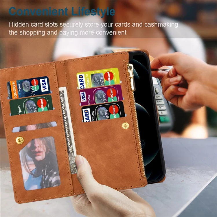 For Xiaomi Redmi Note 13 Pro 5G / Poco X6 5G Cell Phone Cases Color Splicing Zipper Pocket Cover