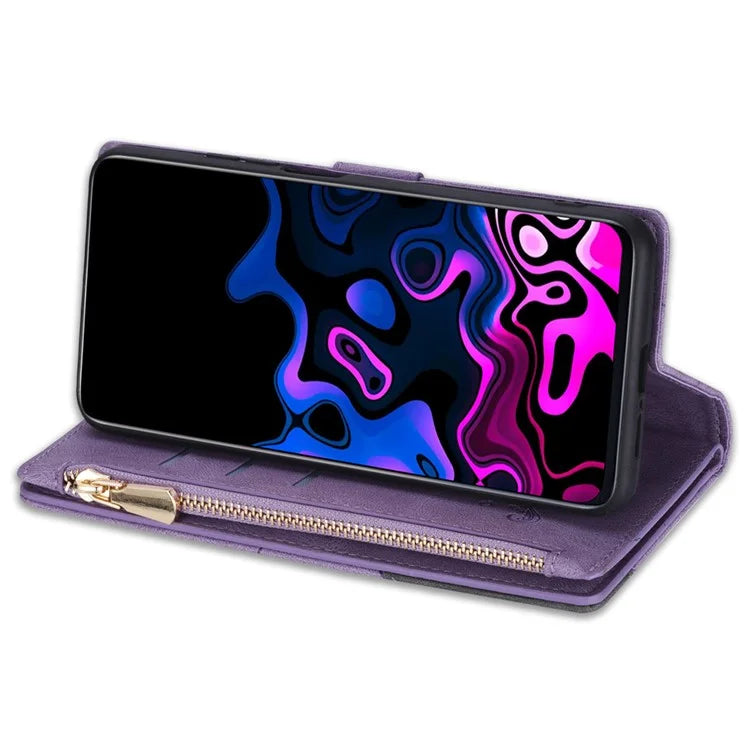 Color Splicing Case for Xiaomi Redmi Note 13 5G Phone Cover Zipper Pocket Wallet Shell