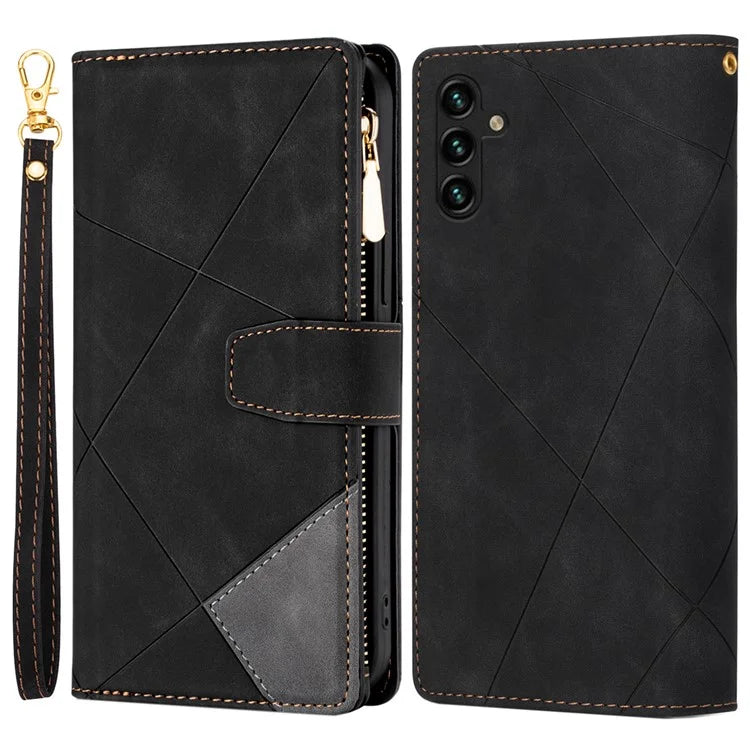 For Samsung Galaxy A25 5G (Global) (161.0 x 76.5 x 8.3mm) Leather Case Color Splicing Wallet Cover