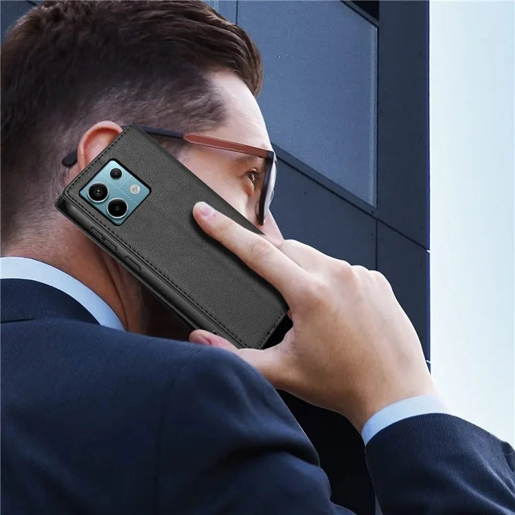 BKS-001 For Xiaomi Redmi Note 13 5G Case Drop-resistant Leather Cover with Magnetic Closure