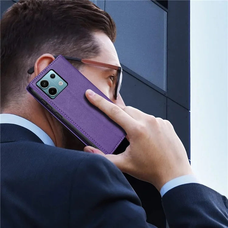 BKS-001 For Xiaomi Redmi Note 13 5G Case Drop-resistant Leather Cover with Magnetic Closure