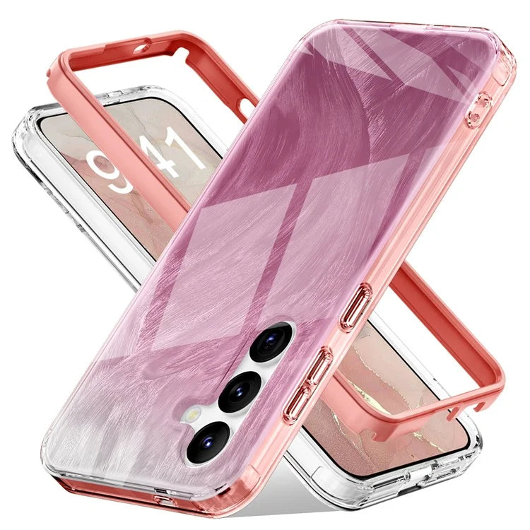 For Samsung Galaxy S24+ Cell Phone Case PC+TPU Shockproof Gradient Feather Cover