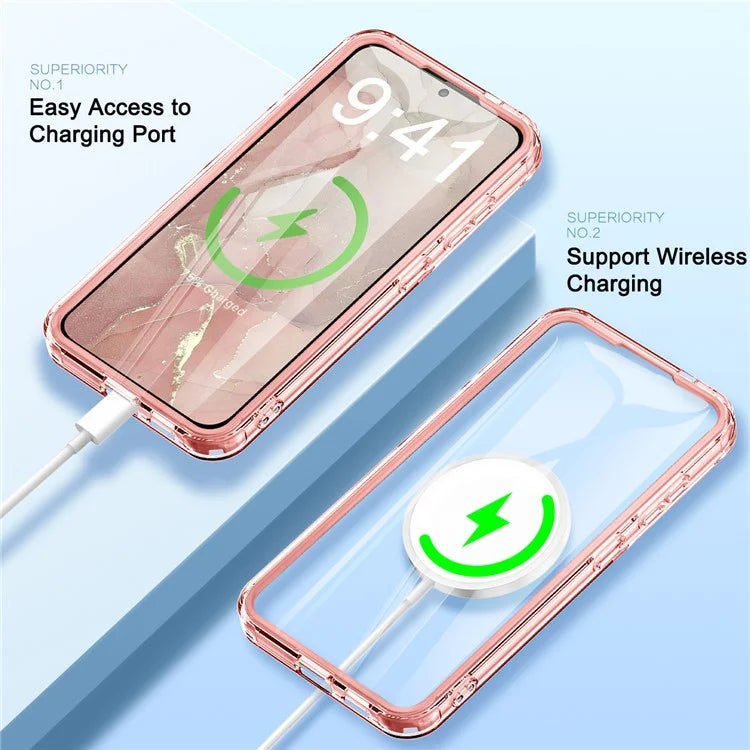 For Samsung Galaxy S24+ Cell Phone Case PC+TPU Shockproof Gradient Feather Cover