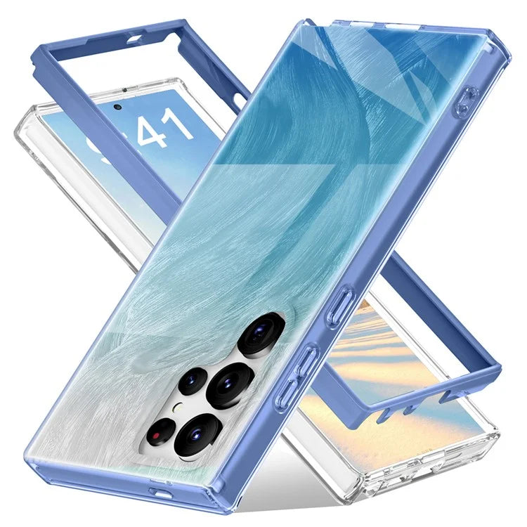 For Samsung Galaxy S24 Ultra Cell Phone Case Gradient Feather PC+TPU Shell