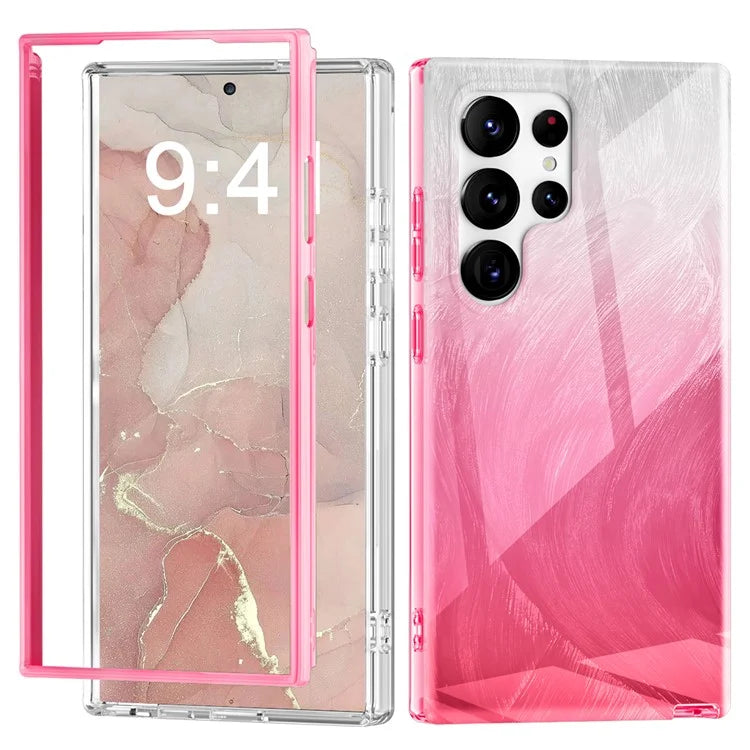 For Samsung Galaxy S24 Ultra Cell Phone Case Gradient Feather PC+TPU Shell