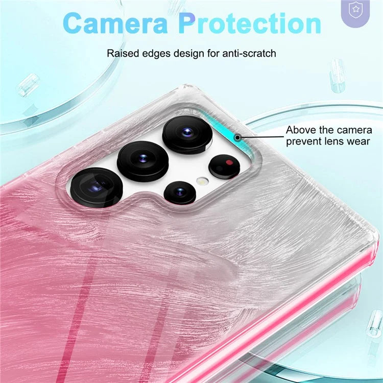 For Samsung Galaxy S24 Ultra Cell Phone Case Gradient Feather PC+TPU Shell