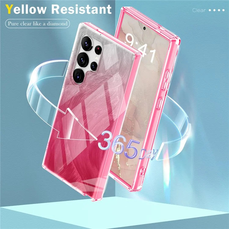 For Samsung Galaxy S24 Ultra Cell Phone Case Gradient Feather PC+TPU Shell