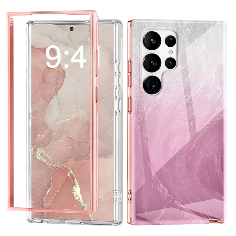 For Samsung Galaxy S24 Ultra Cell Phone Case Gradient Feather PC+TPU Shell