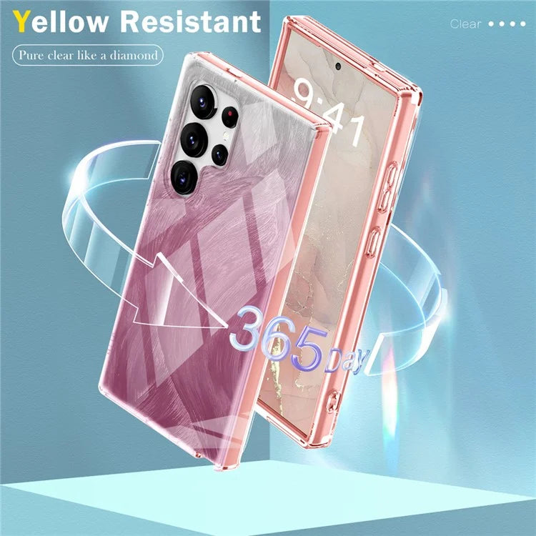 For Samsung Galaxy S24 Ultra Cell Phone Case Gradient Feather PC+TPU Shell