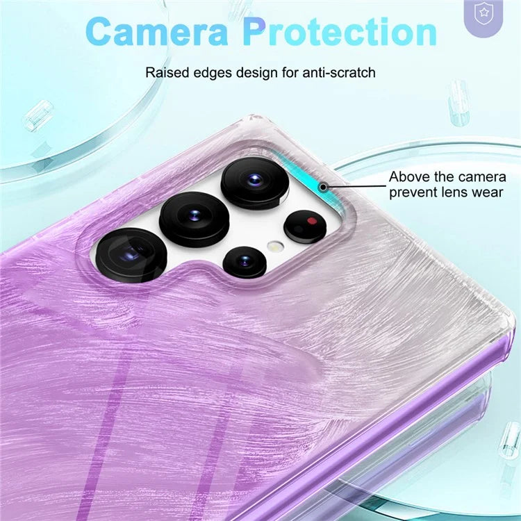 For Samsung Galaxy S24 Ultra Cell Phone Case Gradient Feather PC+TPU Shell