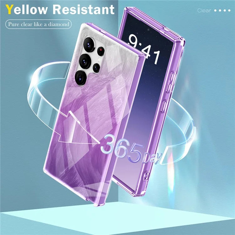 For Samsung Galaxy S24 Ultra Cell Phone Case Gradient Feather PC+TPU Shell