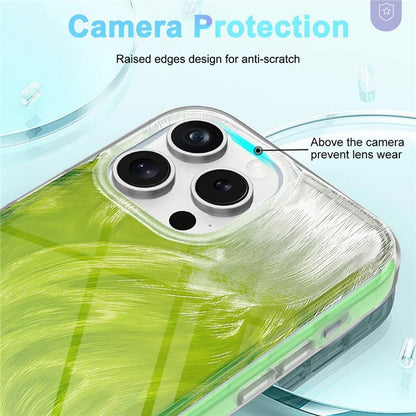 For iPhone 15 Pro Max Case Bump Proof PC+TPU Gradient Feather Back Phone Cover