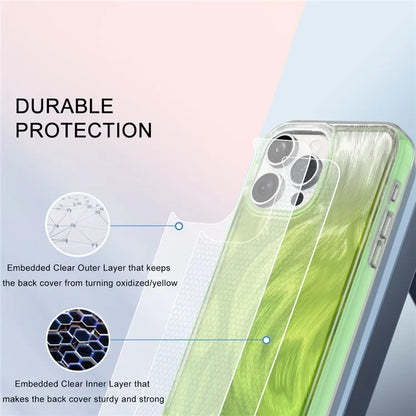 For iPhone 15 Pro Max Case Bump Proof PC+TPU Gradient Feather Back Phone Cover
