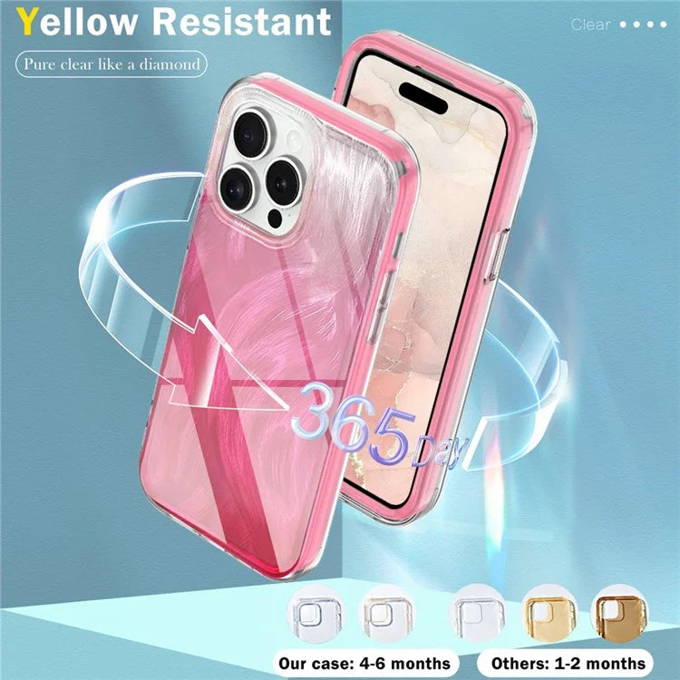 For iPhone 15 Pro Max Case Bump Proof PC+TPU Gradient Feather Back Phone Cover