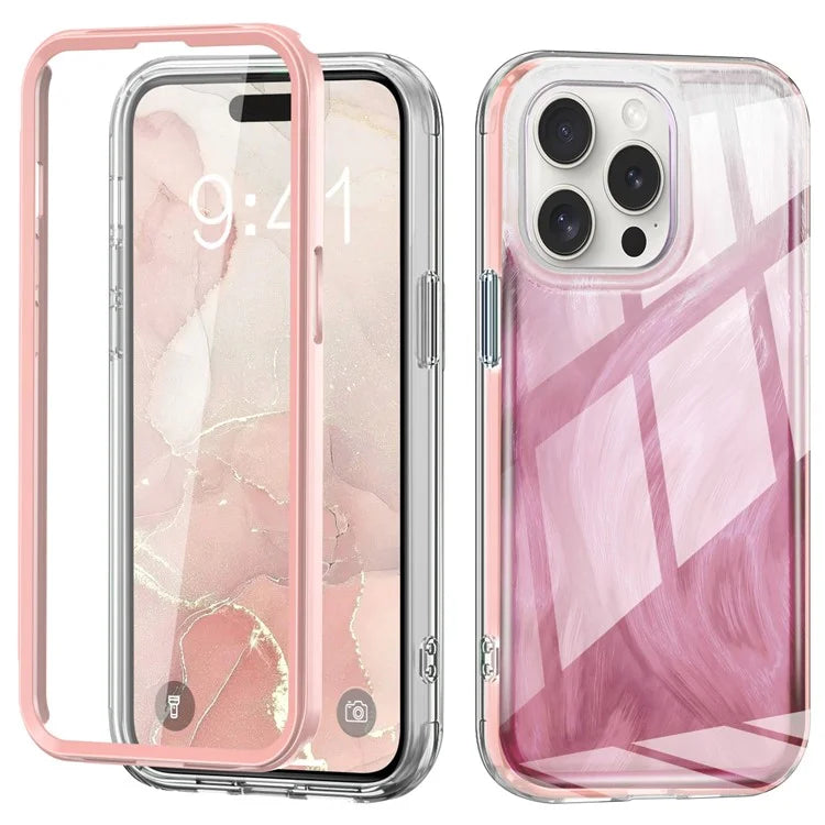 For iPhone 15 Pro Max Case Bump Proof PC+TPU Gradient Feather Back Phone Cover