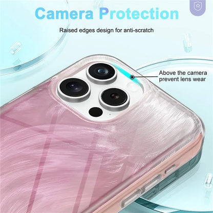 For iPhone 15 Pro Max Case Bump Proof PC+TPU Gradient Feather Back Phone Cover