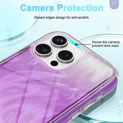 For iPhone 15 Pro Max Case Bump Proof PC+TPU Gradient Feather Back Phone Cover