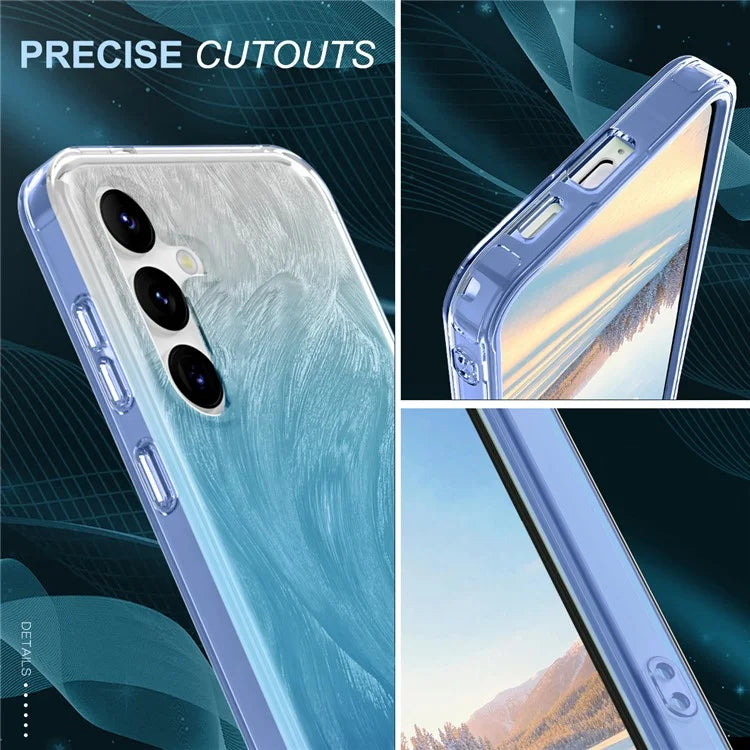 For Samsung Galaxy S24 Case Gradient Feather Pattern PC+TPU Protective Cover