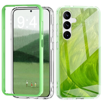 For Samsung Galaxy S24 Case Gradient Feather Pattern PC+TPU Protective Cover