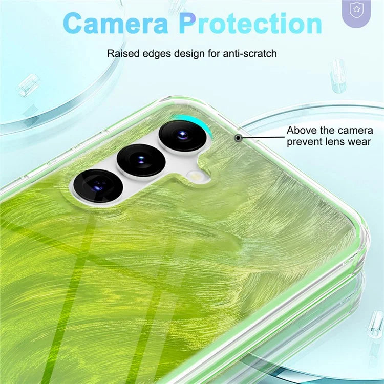 For Samsung Galaxy S24 Case Gradient Feather Pattern PC+TPU Protective Cover