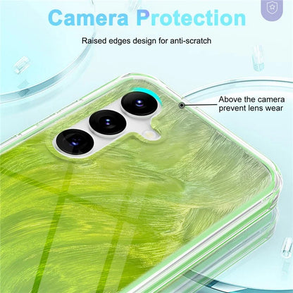 For Samsung Galaxy S24 Case Gradient Feather Pattern PC+TPU Protective Cover