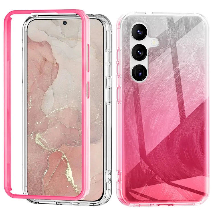 For Samsung Galaxy S24 Case Gradient Feather Pattern PC+TPU Protective Cover
