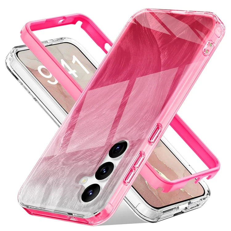 For Samsung Galaxy S24 Case Gradient Feather Pattern PC+TPU Protective Cover