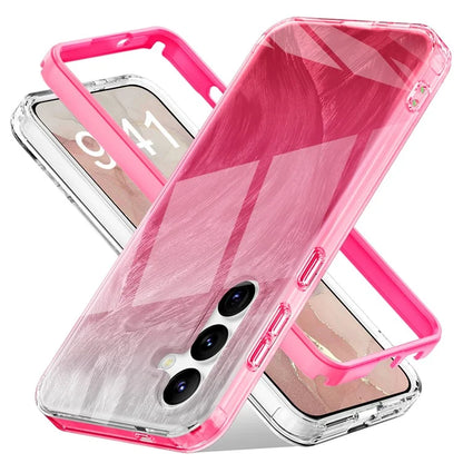 For Samsung Galaxy S24 Case Gradient Feather Pattern PC+TPU Protective Cover