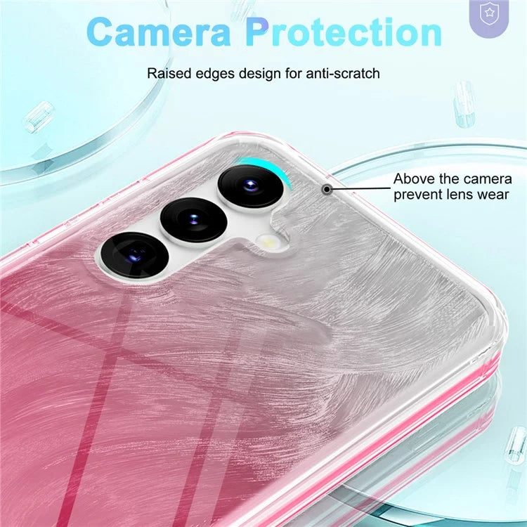 For Samsung Galaxy S24 Case Gradient Feather Pattern PC+TPU Protective Cover