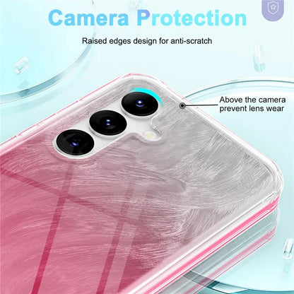 For Samsung Galaxy S24 Case Gradient Feather Pattern PC+TPU Protective Cover