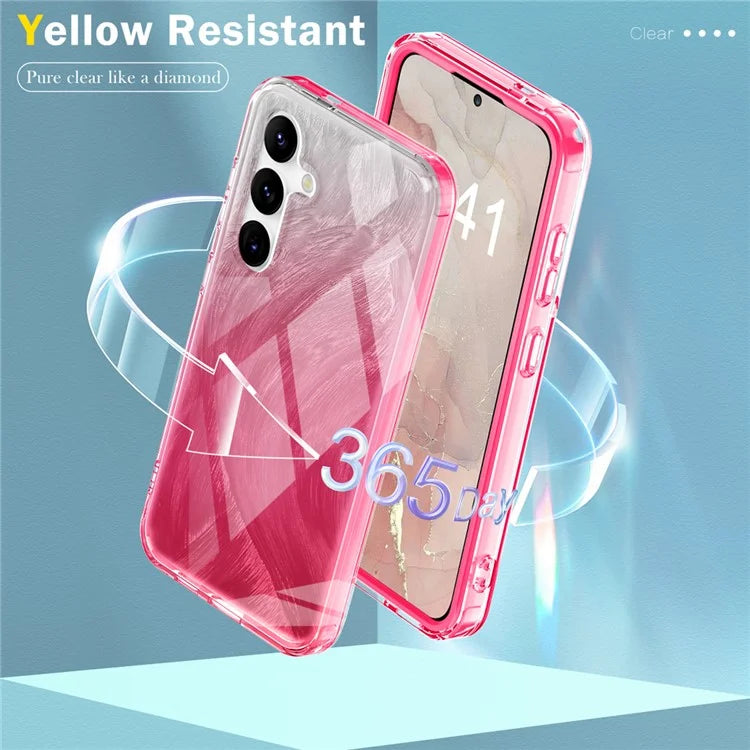 For Samsung Galaxy S24 Case Gradient Feather Pattern PC+TPU Protective Cover