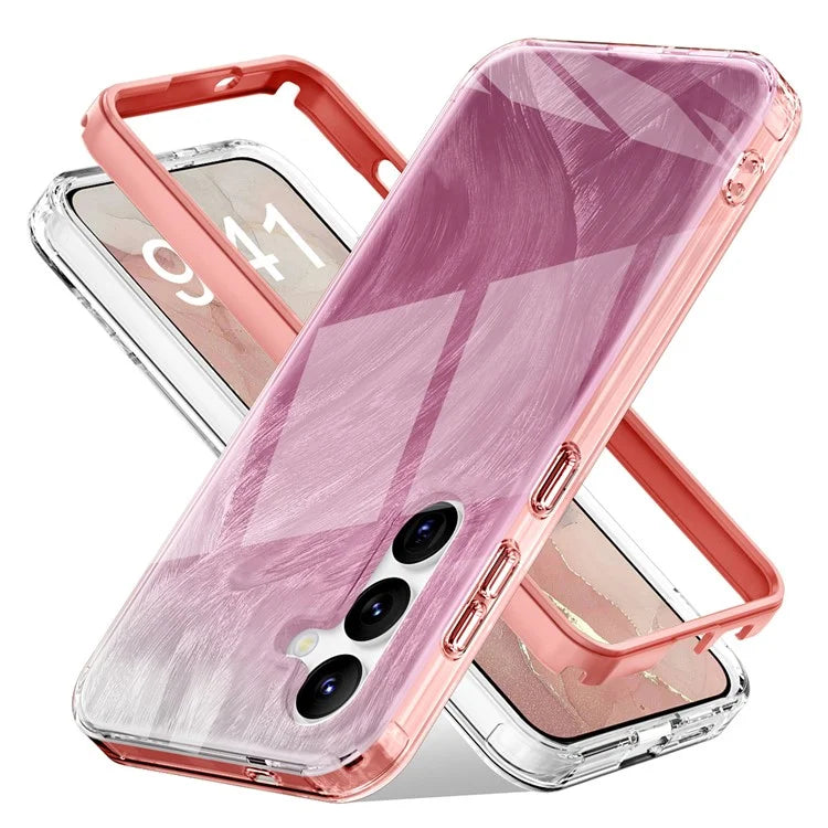 For Samsung Galaxy S24 Case Gradient Feather Pattern PC+TPU Protective Cover