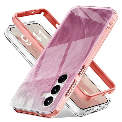 For Samsung Galaxy S24 Case Gradient Feather Pattern PC+TPU Protective Cover
